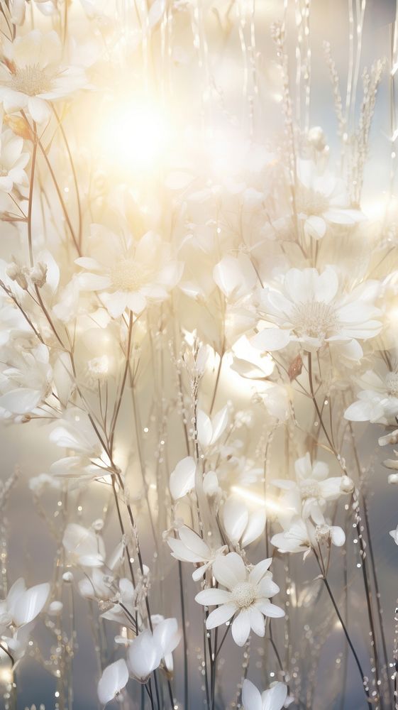 White plant abstract texture flower backgrounds sunlight. AI generated Image by rawpixel.