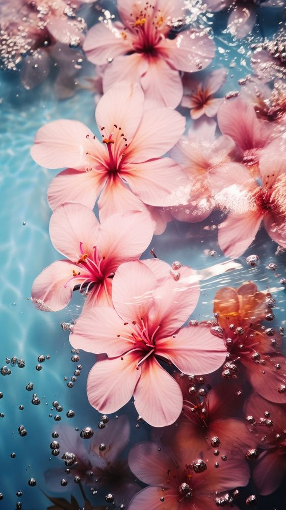 Tropical flowers abstract texture backgrounds outdoors blossom. AI generated Image by rawpixel.