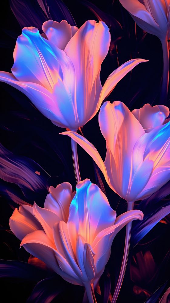 Tulip flowers pattern purple petal. AI generated Image by rawpixel.