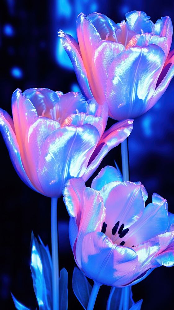 Tulip flowers plant inflorescence illuminated. AI generated Image by rawpixel.