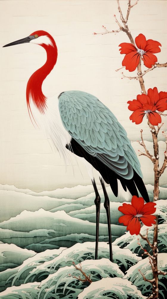 Japanese crane bird animal waterfowl wildlife. AI generated Image by rawpixel.