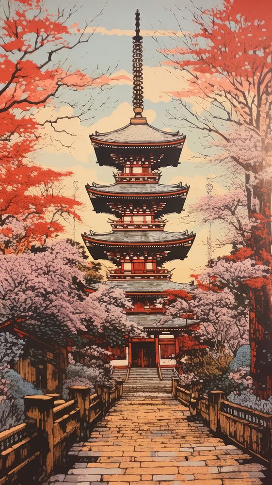 Japanese temple architecture building pagoda. AI generated Image by rawpixel.