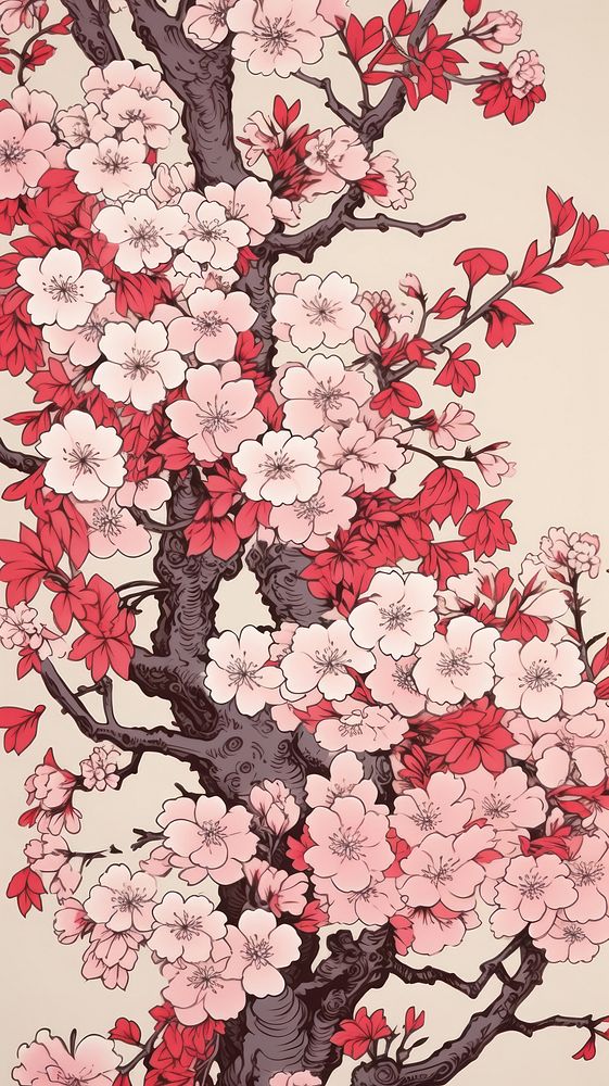 Sakura flowers blossom plant art. AI generated Image by rawpixel.