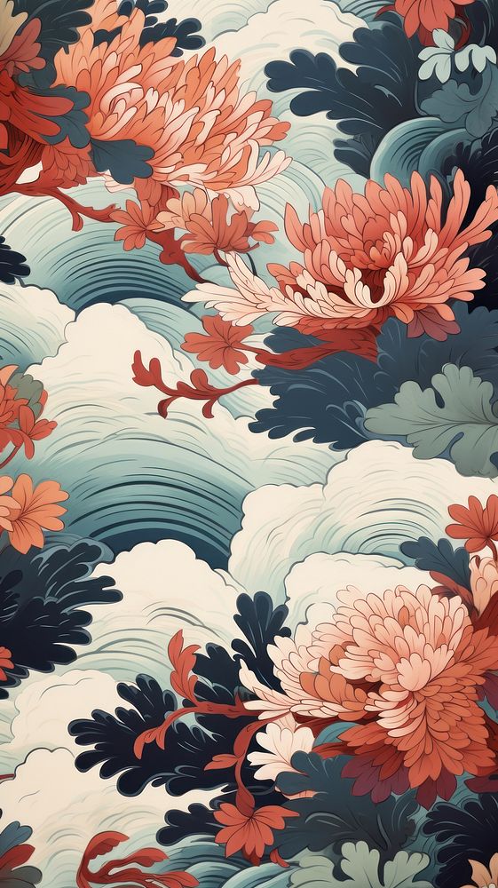 Japanese pattern wallpaper art backgrounds. AI generated Image by rawpixel.