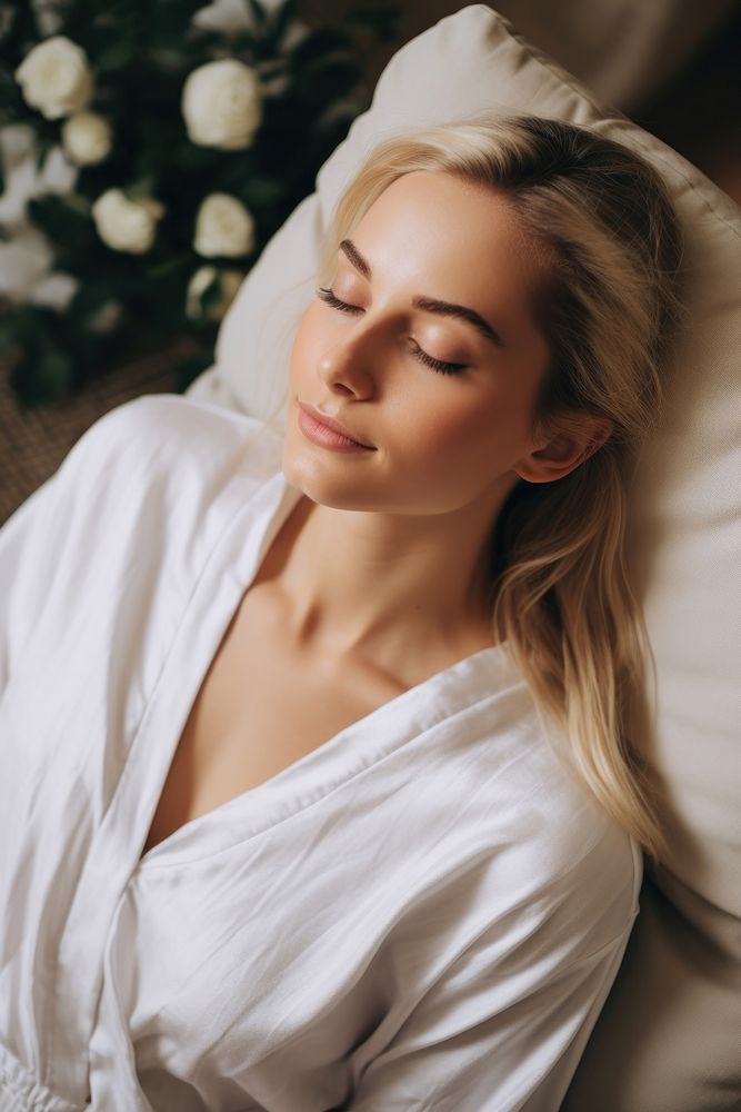 Neck massage in aroma spa wellness blonde adult white. AI generated Image by rawpixel.