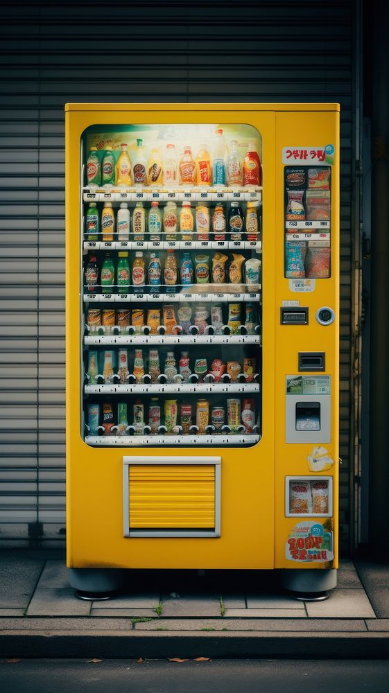 Japanese vending machine architecture refrigerator technology. AI generated Image by rawpixel.