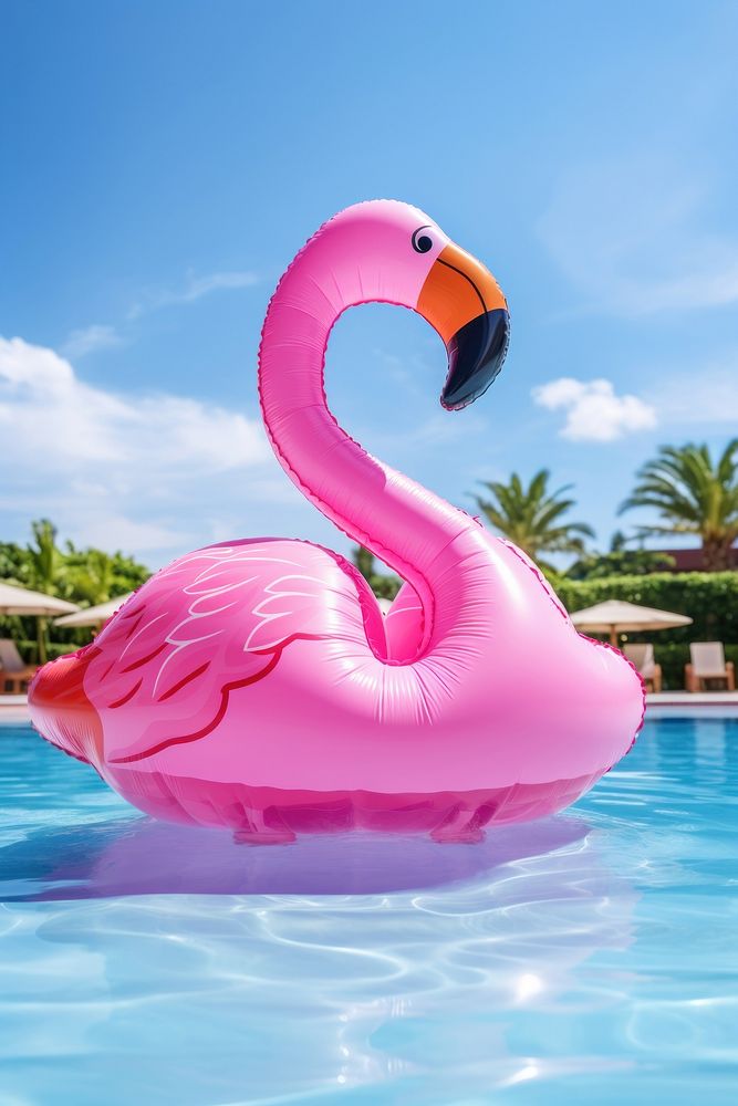 Pink pool inflatable flamingo animal summer bird. AI generated Image by rawpixel.