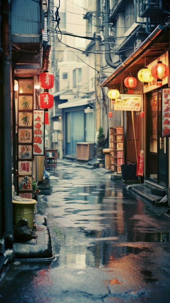 Japanese street alley city road. AI generated Image by rawpixel.