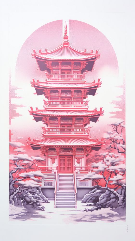 Japanese temple architecture building pagoda. AI generated Image by rawpixel.