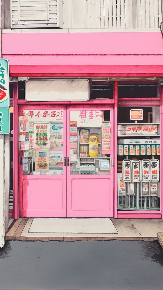 Japanese convenient store kiosk architecture newsstand. AI generated Image by rawpixel.