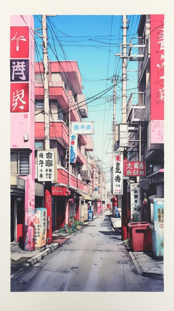 Japanese street architecture building alley. AI generated Image by rawpixel.