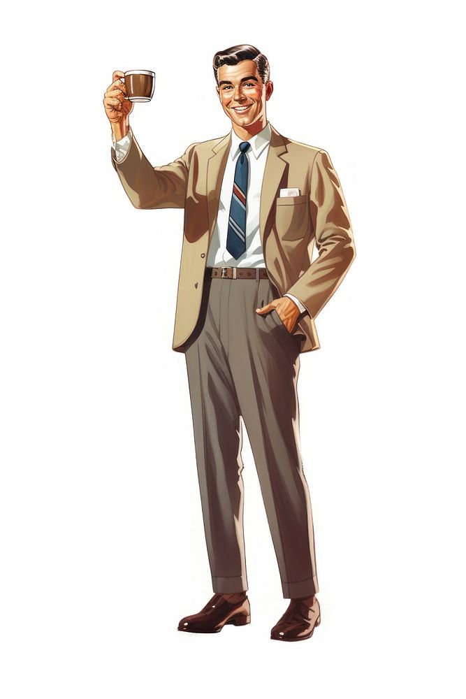 Office man holding a coffee cup adult white background accessories. AI generated Image by rawpixel.