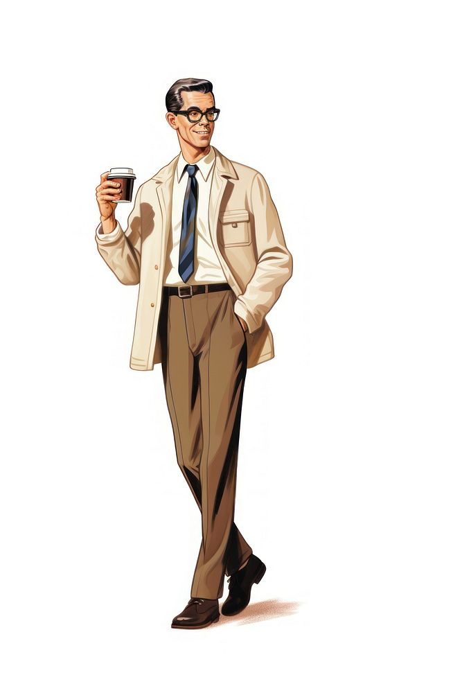Office man holding a take away coffee cup adult white background refreshment. AI generated Image by rawpixel.
