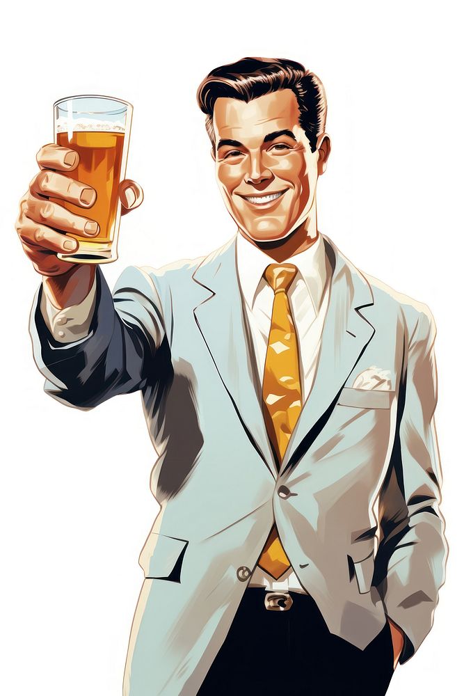 Office man holding a glass of beer drinking portrait adult. AI generated Image by rawpixel.