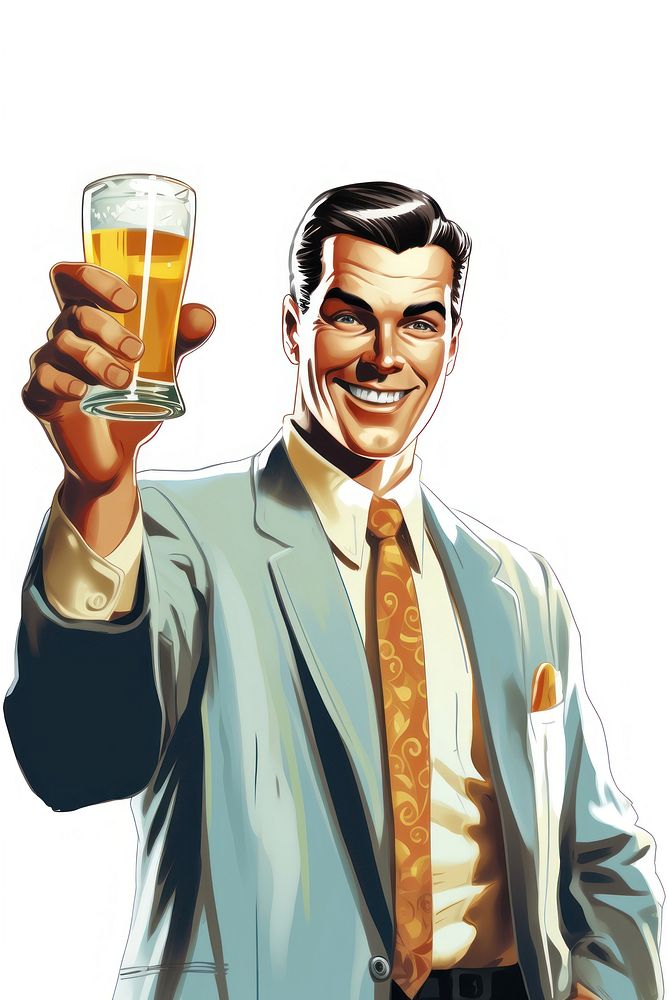 Office man holding a glass of beer portrait drinking adult. AI generated Image by rawpixel.