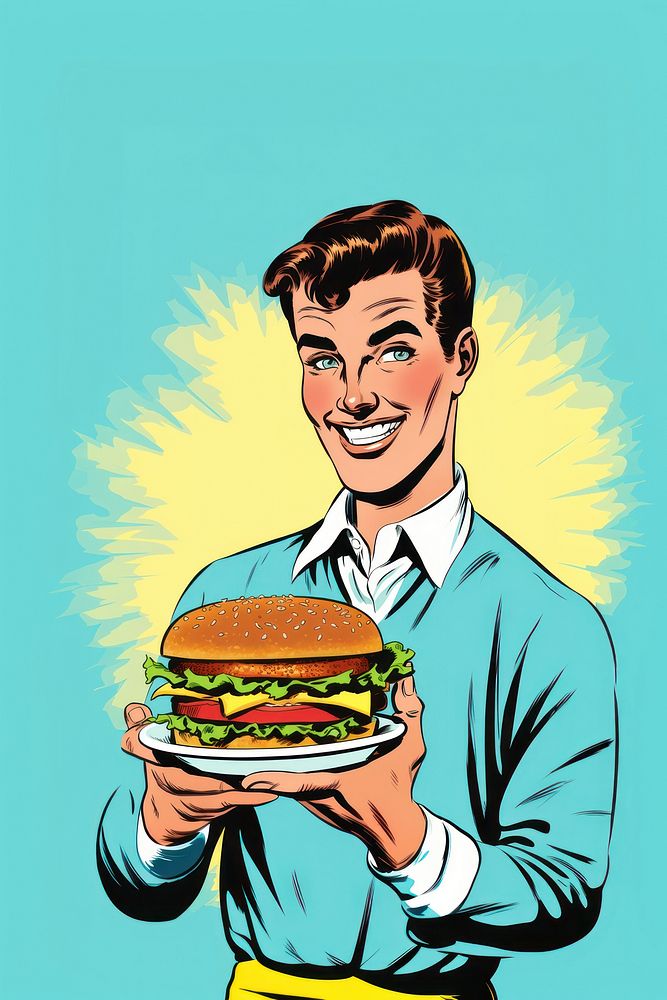 Holding burger adult food. AI generated Image by rawpixel.