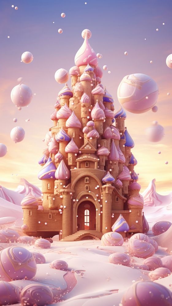 Cookie castle outdoors cartoon snow. AI generated Image by rawpixel.