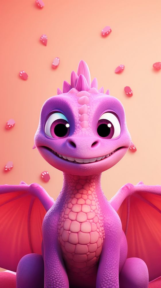 Dragon cartoon purple cute. AI generated Image by rawpixel.