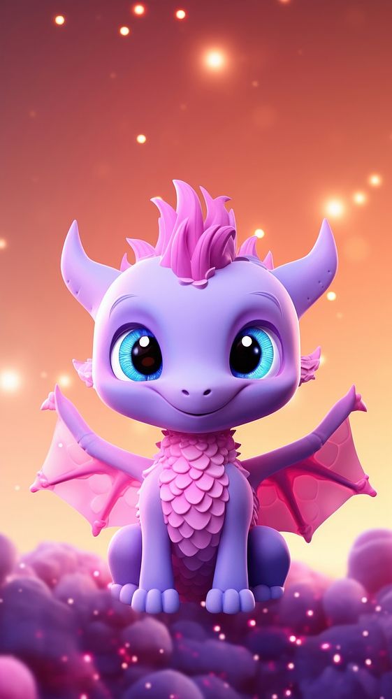Dragon cartoon fantasy purple. AI generated Image by rawpixel.