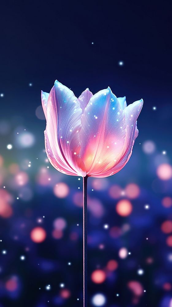Glowing magic tulip in field outdoors flower nature. AI generated Image by rawpixel.