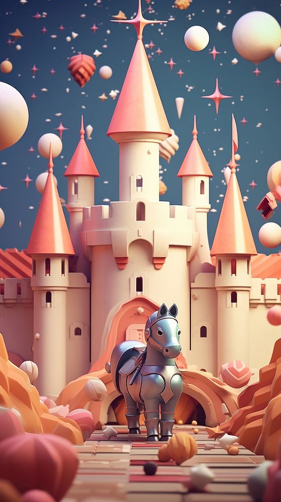 Knight in magic castle cartoon mammal representation. AI generated Image by rawpixel.