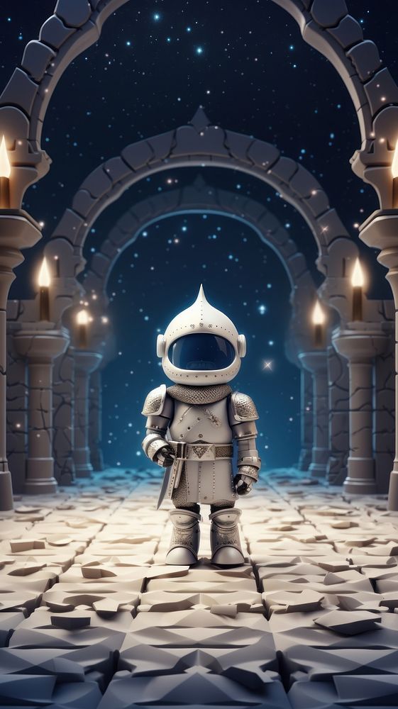 Knight in magic castle fantasy cartoon architecture. AI generated Image by rawpixel.