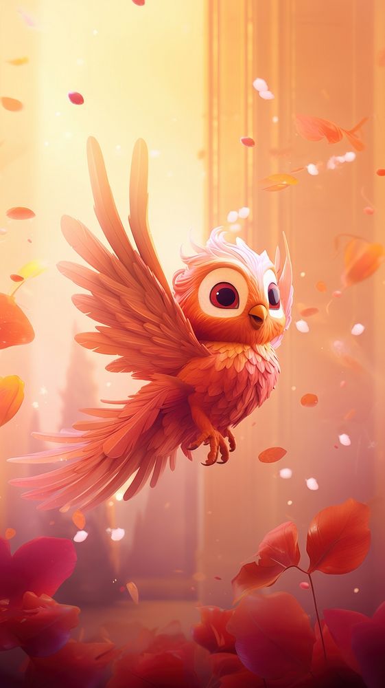 Phoenix flying cartoon animal nature. AI generated Image by rawpixel.