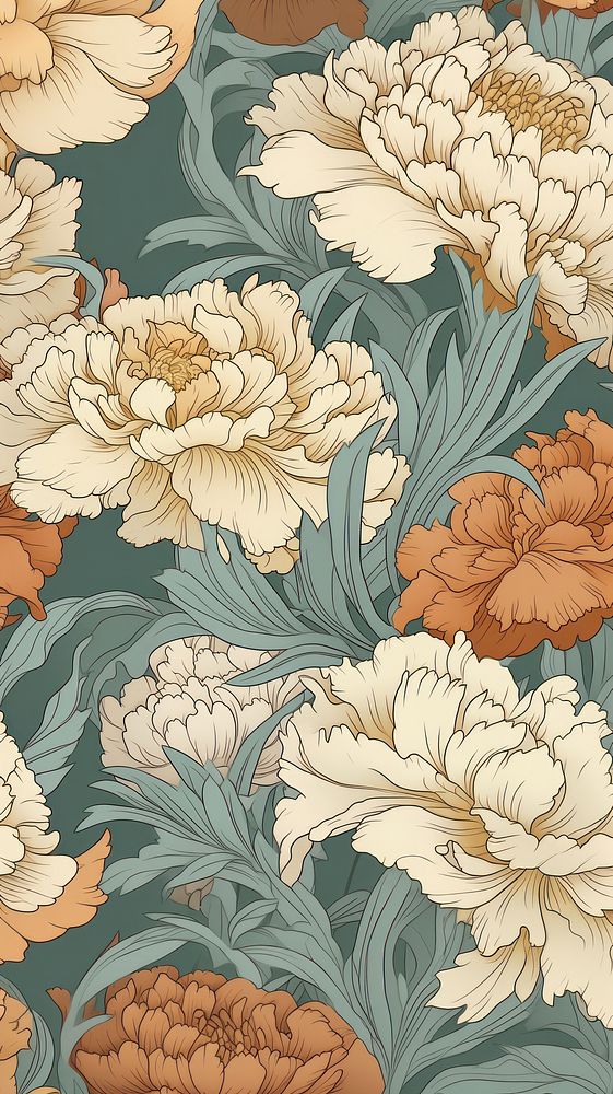 Carnations art wallpaper pattern. 