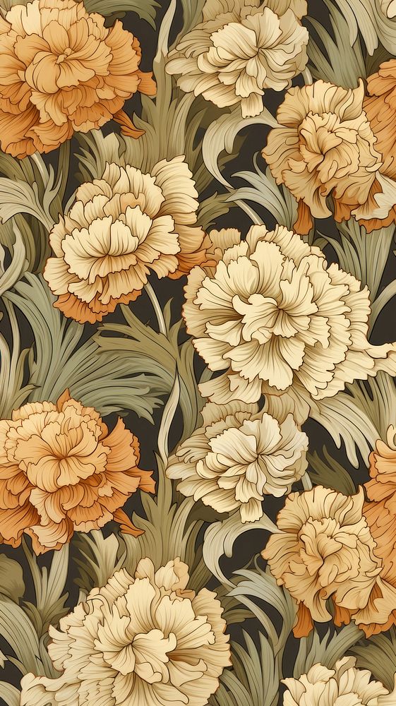 Carnations art wallpaper pattern. AI generated Image by rawpixel.