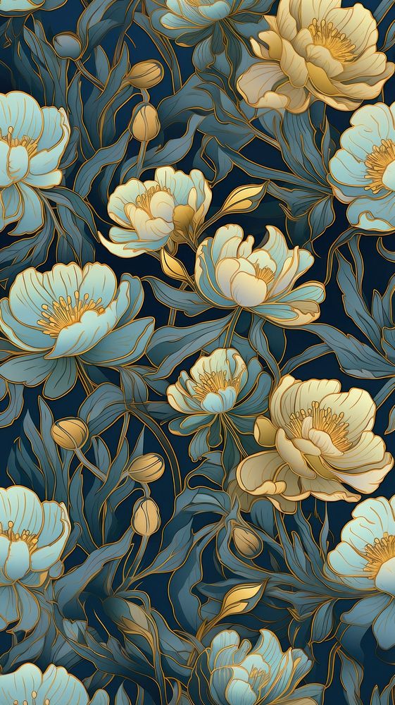 Flowers art wallpaper pattern. AI generated Image by rawpixel.