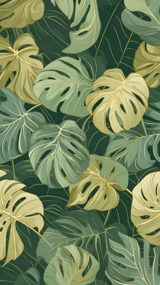 Monstera wallpaper pattern nature. AI generated Image by rawpixel.