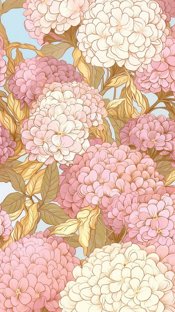 Pink hydrangea art pattern flower. AI generated Image by rawpixel.