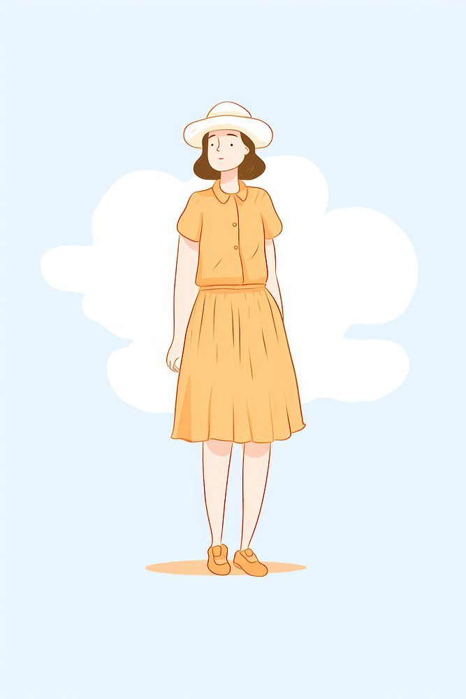 Woman in summer vacation cartoon hairstyle standing. AI generated Image by rawpixel.