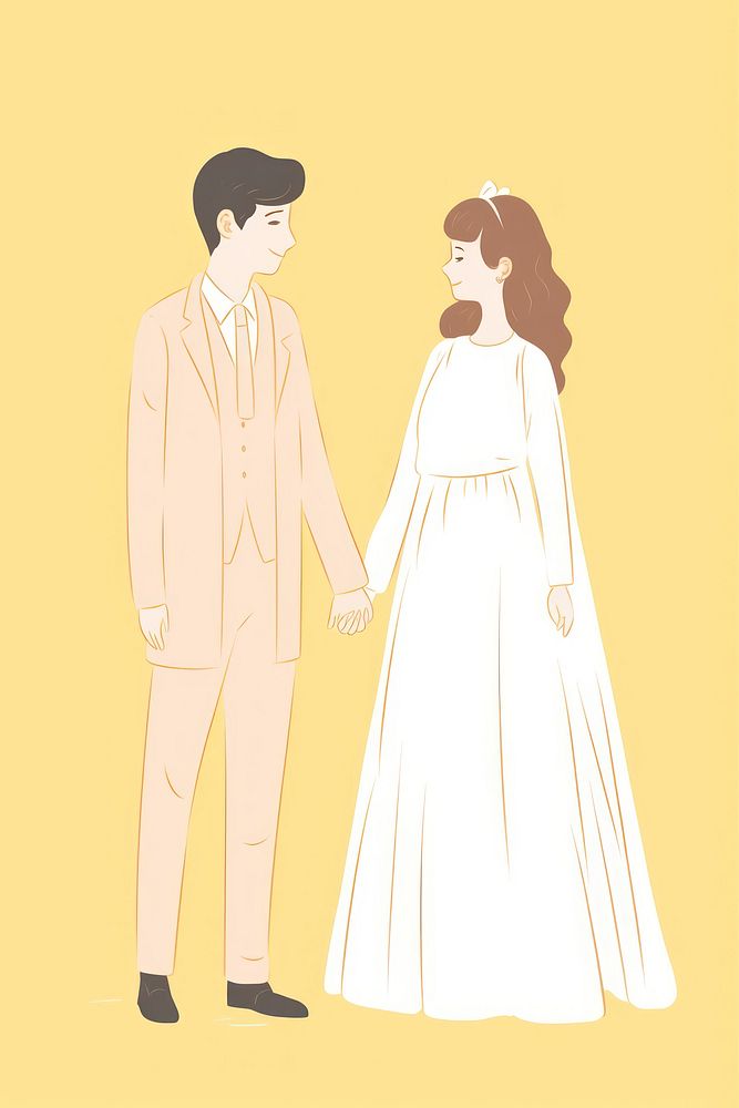 Wedding couple cartoon bride adult. AI generated Image by rawpixel.