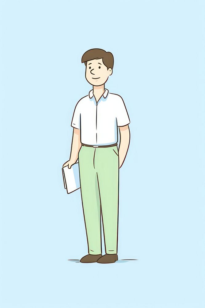 Office man cartoon line standing. AI generated Image by rawpixel.