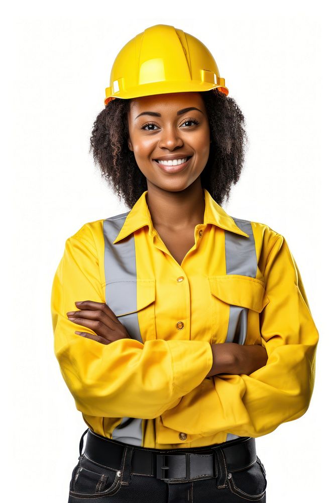 Black female construction worker portrait hardhat helmet. AI generated Image by rawpixel.