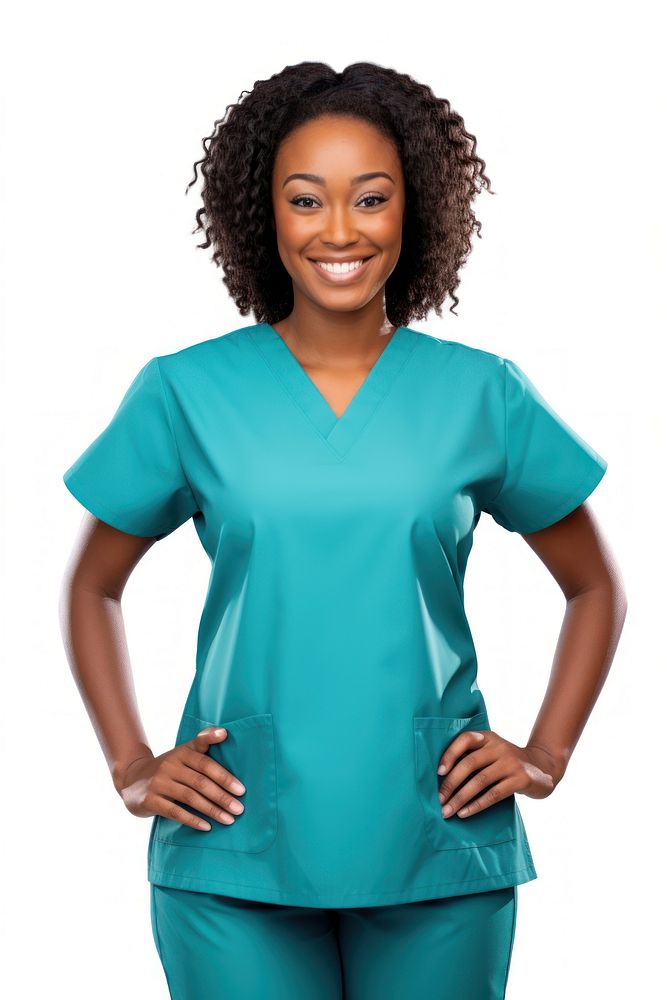 Black female doctor portrait adult white background. AI generated Image by rawpixel.