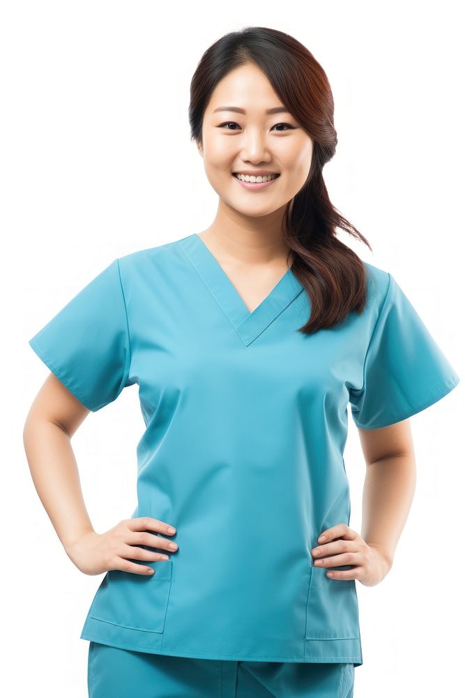 Chinese american female doctor portrait scrubs adult. AI generated Image by rawpixel.