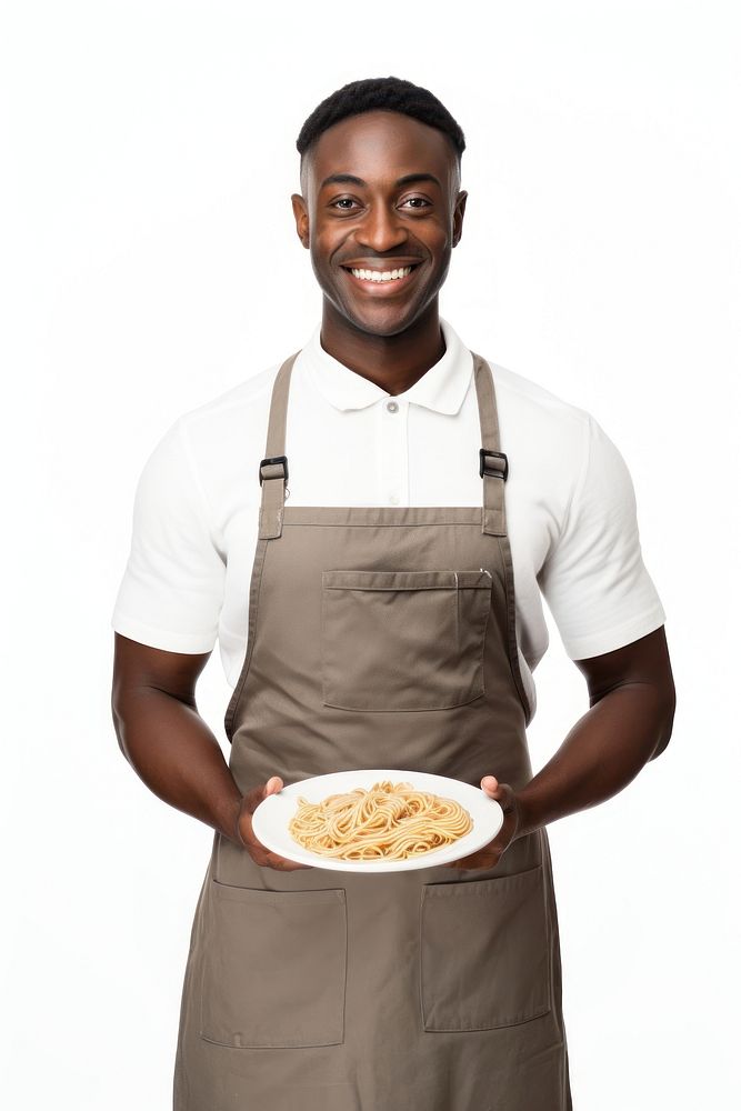 Man holding a plate of pasta apron portrait clothing. AI generated Image by rawpixel.