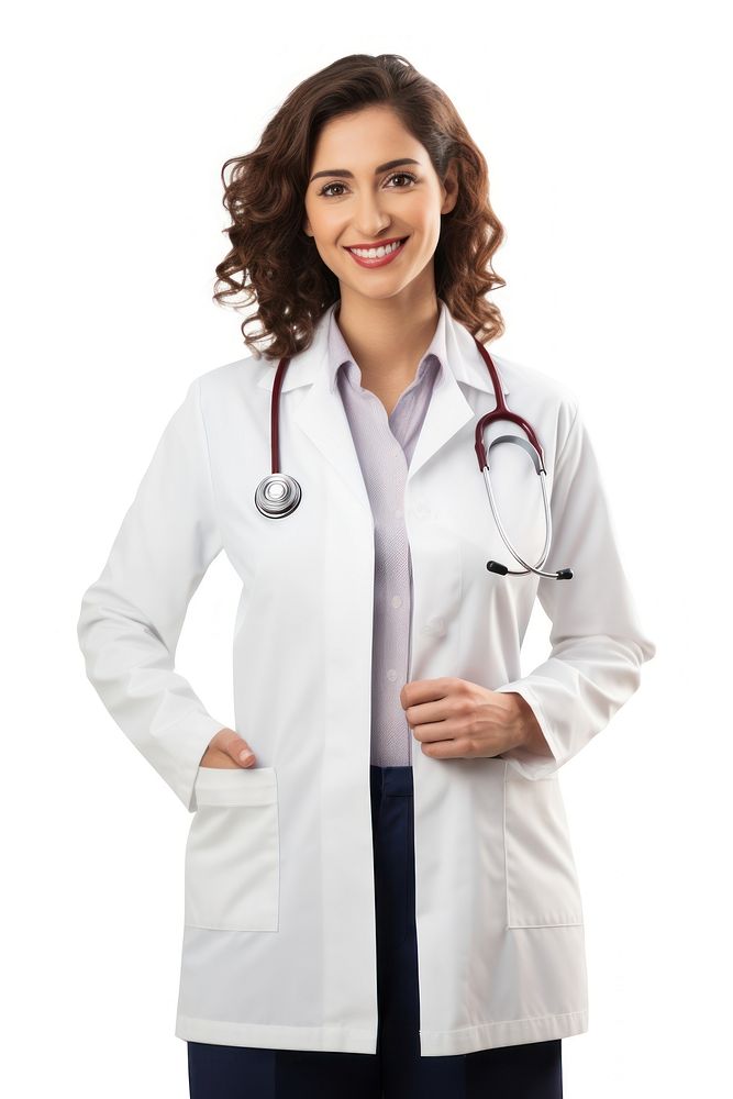 Female doctor portrait white background stethoscope. AI generated Image by rawpixel.