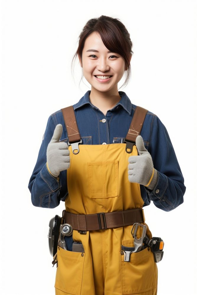 Female handyman portrait adult white background. AI generated Image by rawpixel.