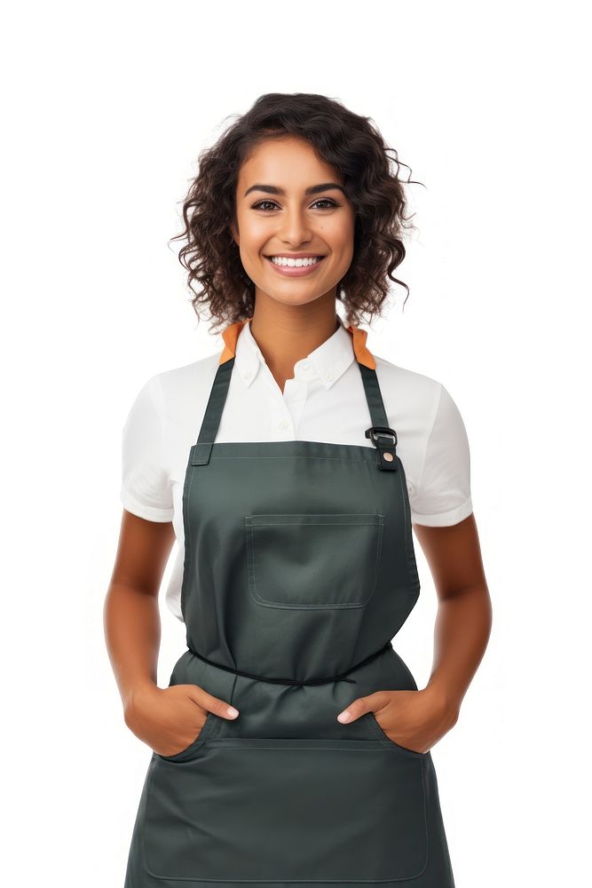 Woman holding a digital tablet apron portrait clothing. AI generated Image by rawpixel.