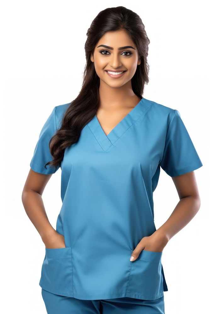 Indian female doctor portrait scrubs nurse. AI generated Image by rawpixel.