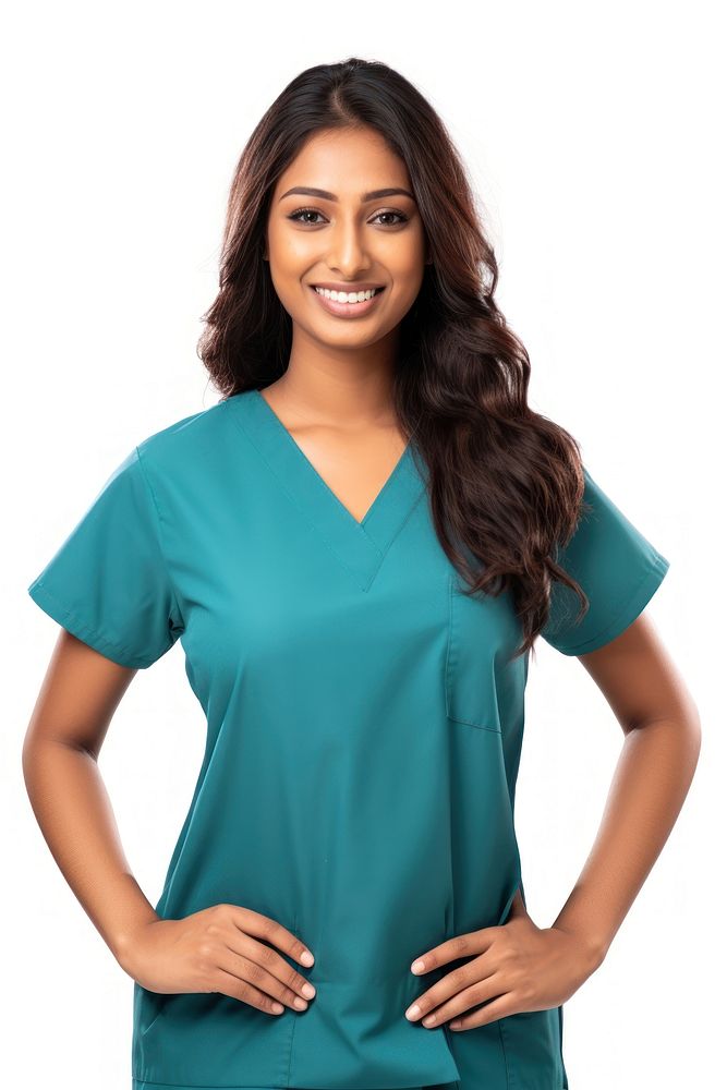 Indian female doctor portrait scrubs adult. AI generated Image by rawpixel.