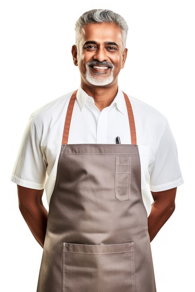 Indian man in an apron portrait clothing adult. AI generated Image by rawpixel.