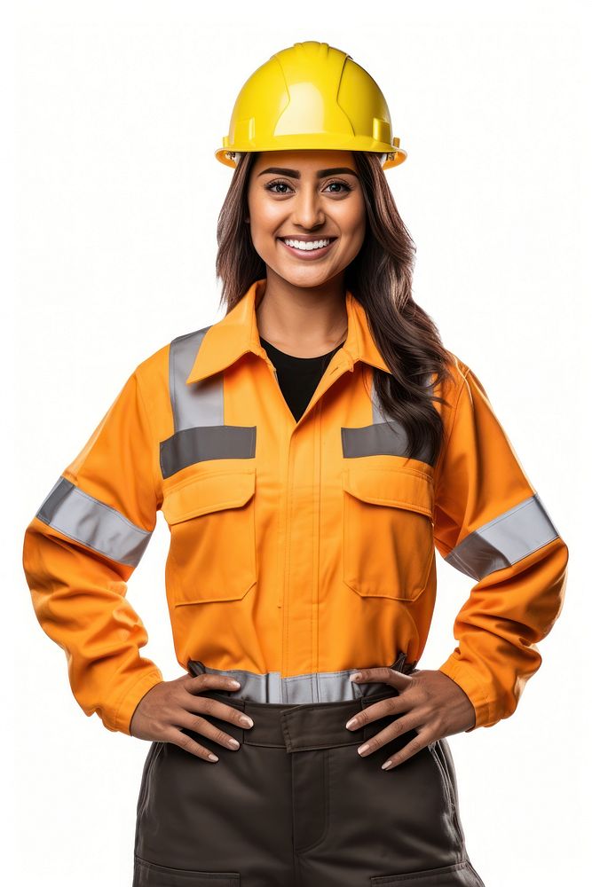 Mexican female construction worker portrait uniform hardhat. AI generated Image by rawpixel.
