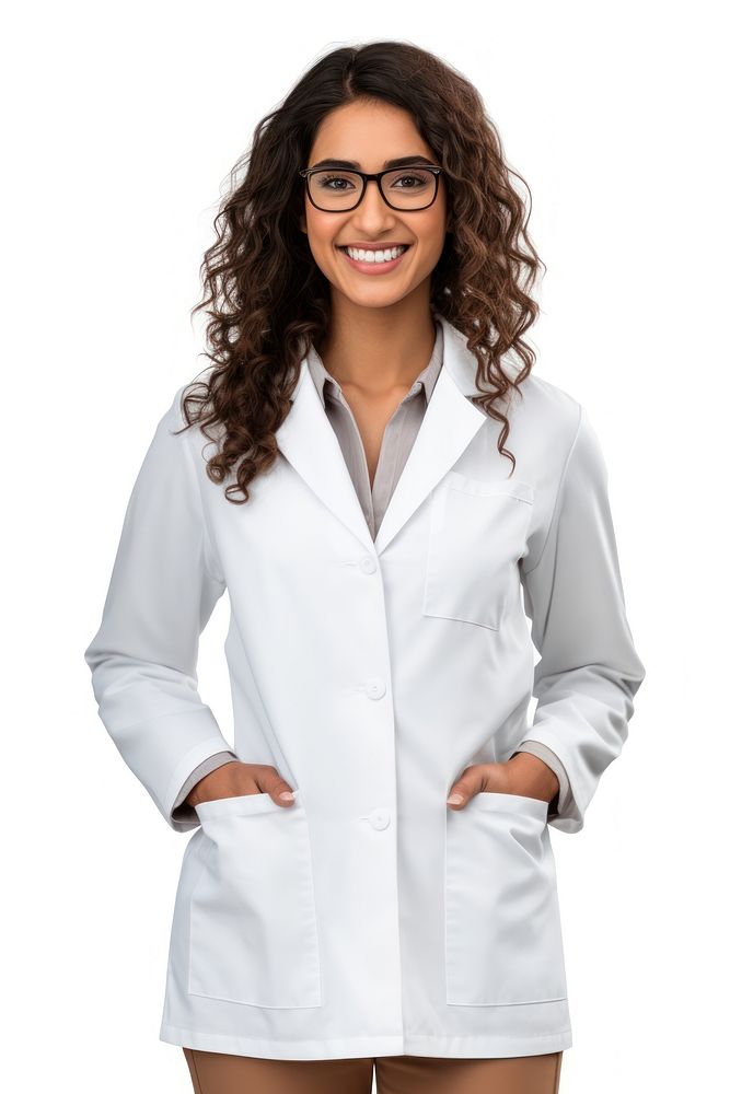 Native american female scientist portrait glasses coat. AI generated Image by rawpixel.