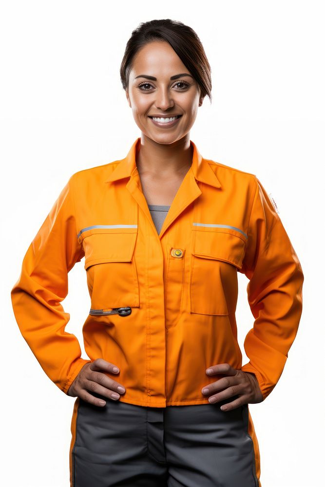 Samoan female construction worker portrait uniform sleeve. AI generated Image by rawpixel.