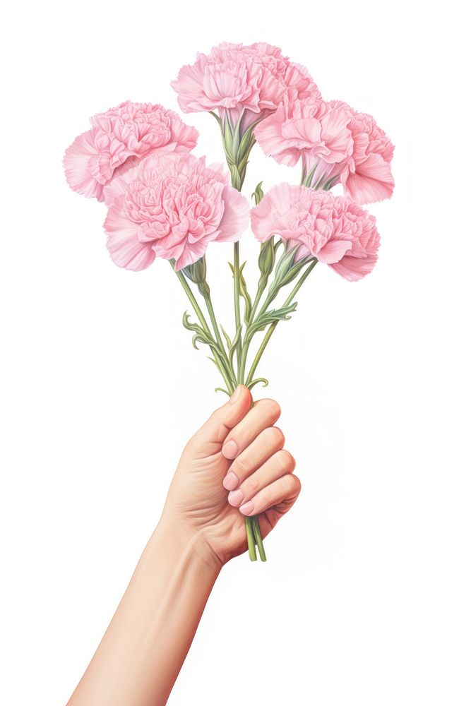 Teenage girl hand holding carnations flower plant adult. AI generated Image by rawpixel.