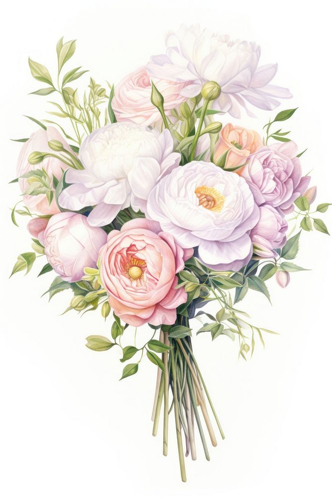 Wedding flower bouquet plant rose white background. AI generated Image by rawpixel.